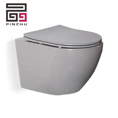 Colored rimless washdown matt brown wall hung toilet